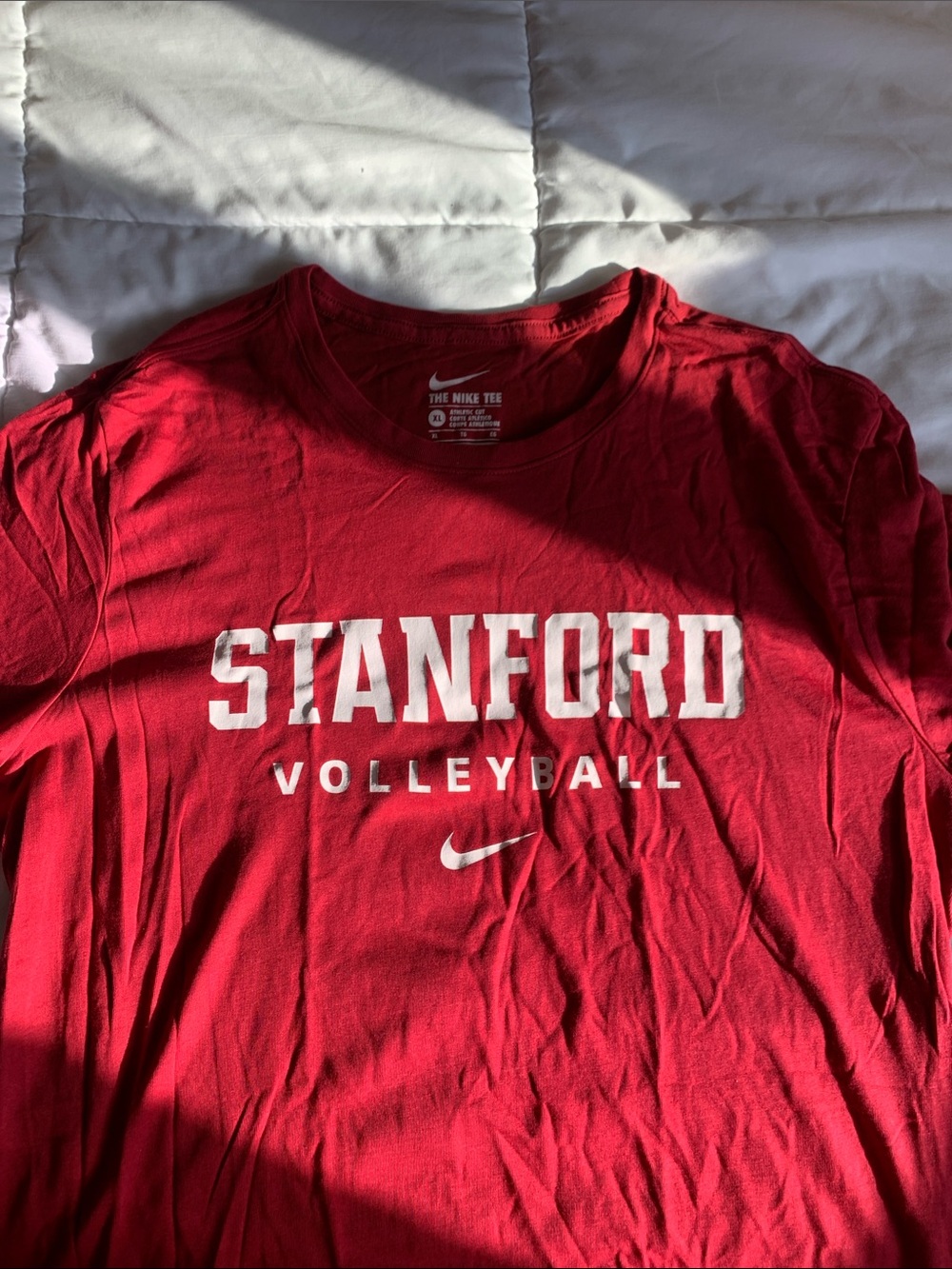 Nike Red Stanford Volleyball Tee with White Logo